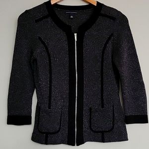 Banana Republic Merino Wool Silk Blend  Speckled Zip Up Cardigan Sweater